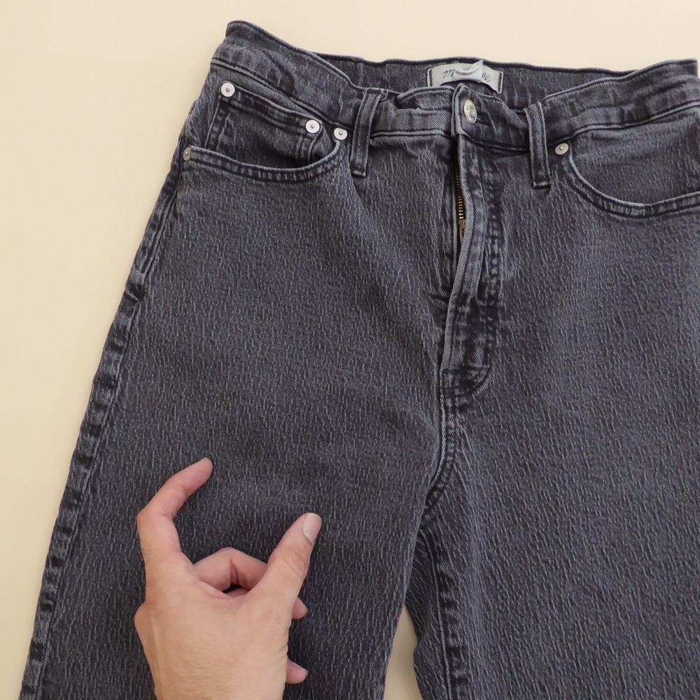 Madewell The Perfect Vintage Straight Jean Womens Size 29 Black Gray Raw Hem - Picture 4 of 12